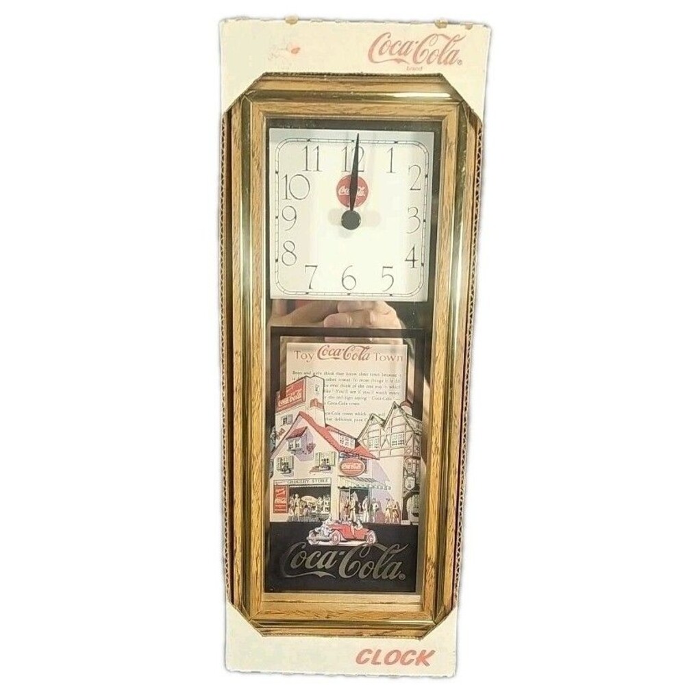 Coca-Cola Coke Retro Wall Clock Vintage Toy Town Scene 1994